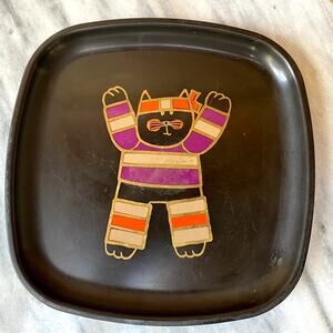 Couroc of Monterey 8.5" Square Serving Tray with Figural Inlay